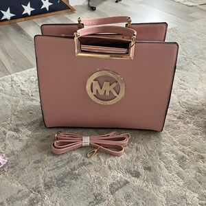 Elegant Pink Leather Tote Bag